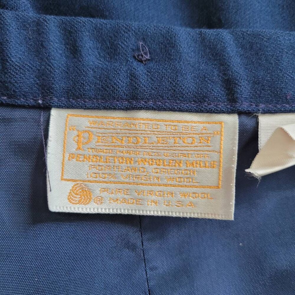 Vintage Pendleton navy blue a line 100% wool skirt size 12 academia‎ office - Picture 4 of 10